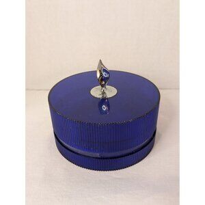 Vntg Avon Moonwind Beauty Dust Container With Silver-Toned Finial Vanity Decor